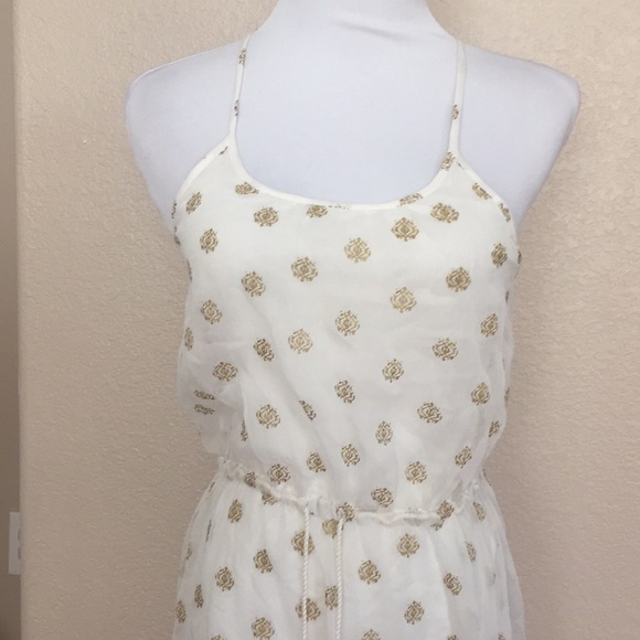 Lucky Brand gold and cream sleeveless hi/low dress - Picture 1 of 7